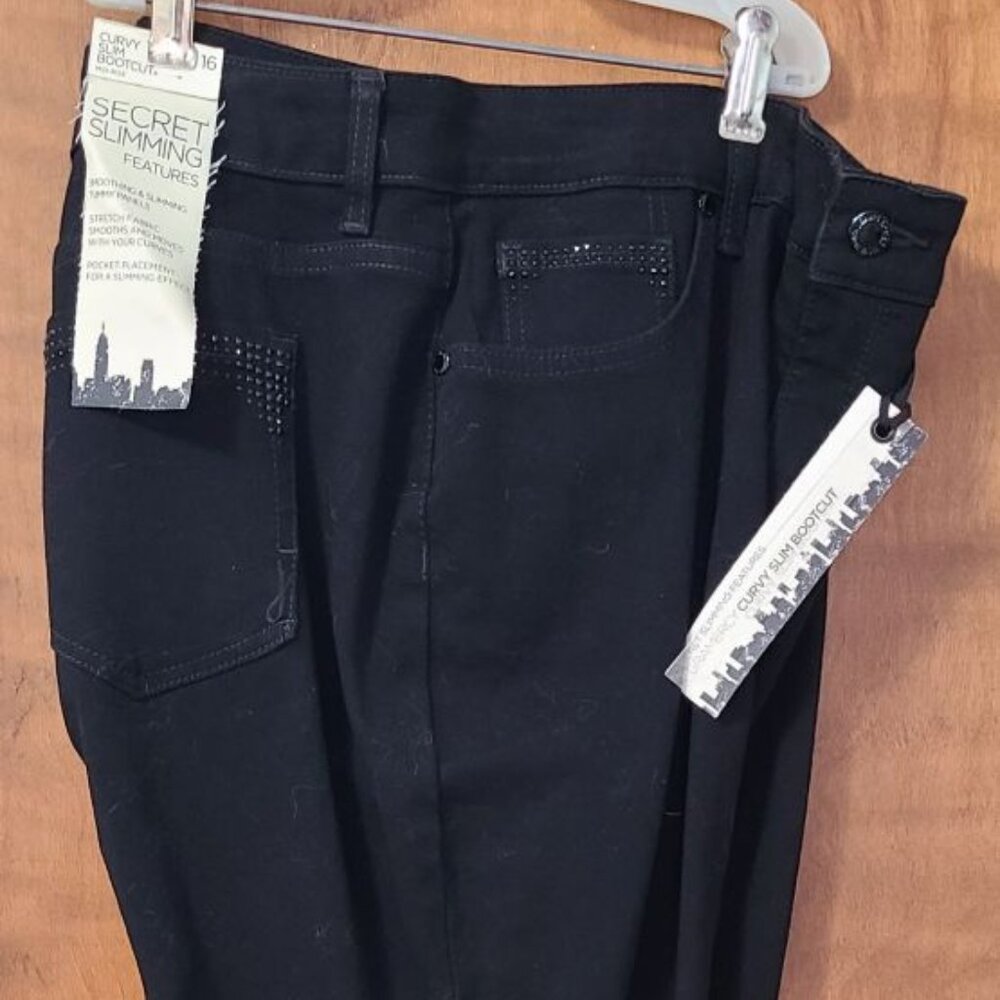 Jones New York Black Denim with bling, Size 16